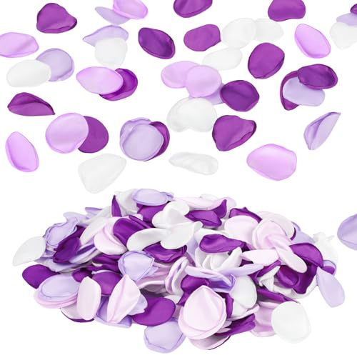 Emivery 300 petali di rosa viola, petali di fiori lilla viola, petali da spargere per flower girl, petali di rosa in seta per matrimoni, navata, tavoli da pranzo, centrotavola, decorazione romantica