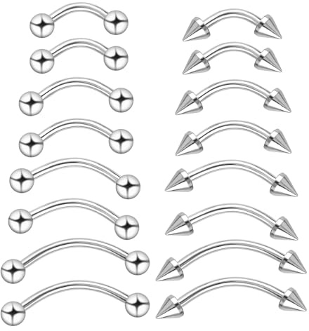 VIDSTW Piercingar i rostfritt stål, piercing tragus, piercingpiercingar för kvinnor, kroppspiercing, navelpiercing, böjd stångdesign