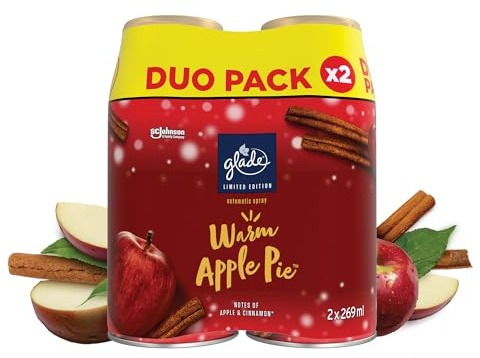 Glade Automatic Air Freshener Refills, Room Spray & Odour Eliminator for Home, Long-lasting Fragrance Infused with Essential Oils, Warm Apple Pie, Duo Pack (2 x 269ml)