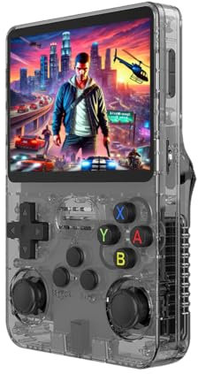 AMAZTECH Consola Retro Portatil R36S, Sistema Linux, Pantalla IPS de 3,5, Reproductor de Vídeo de Bolsillo Portátil, tarjeta TF de 64GB +15000 Juegos, Sistema Linux (Negro 64GB)