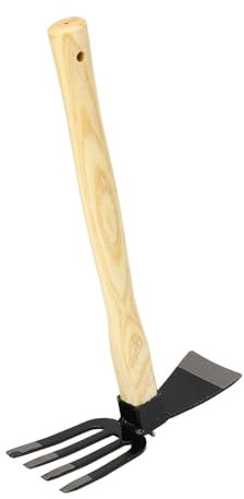 Mavaol Outil de râteau de houe de Jardin 2 en 1, poignée Ergonomique et Confortable, Lame en Acier au Carbone, Manche en Bois Dur pour Creuser, désherber, cultiver Le Sol, Couper