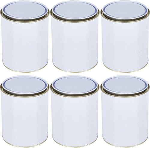 Empty 500ml Metal Paint Bucket Tin Cans Complete With Lids, Pack of 6 Storage Containers for Solvent Paints