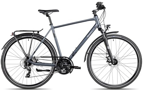 2R Manufaktur TRS GO | Trekkingbike | 28 Zoll Herrenfahrrad | 21-Gang Schaltung | mechanische Scheibenbremse | inkl. Straßenausstattung, Farbe:Dark Grey matt/Grey Black matt, Rahmengröße:51 cm