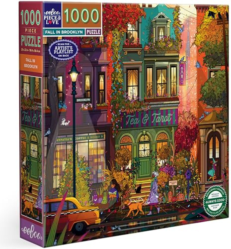 Eeboo - Puzzle 1000 Pièces Automne à Brooklyn - Puzzle Adulte 1000 Pièces en Carton - Dimensions 58.5 cm x 58.5 cm