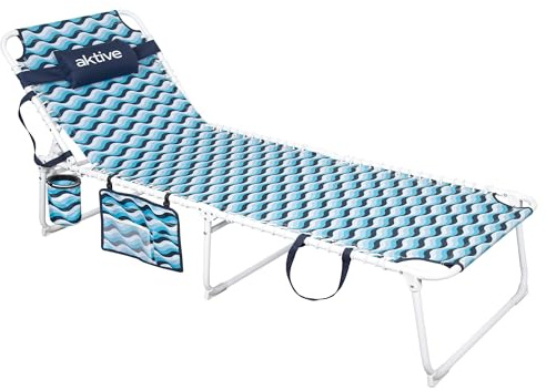 AKTIVE Lettino da spiaggia pieghevole, 200x70x88 cm, reclinabile in 4 posizioni,
