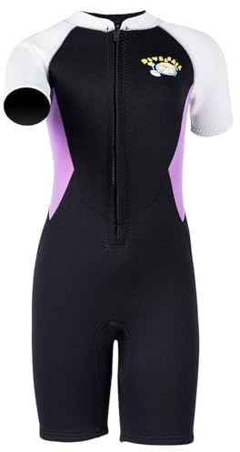 Muta corta per bambini, in neoprene, 2,5 mm, per ragazze, chiusura frontale calda, per nuoto, snorkeling, surf, immersioni, colore nero, taglia 2XL