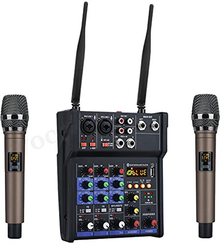 RUHEN Console de mixage Audio DJ 4 canaux avec Microphone, Studio d'enregistrement et de mixage sonore