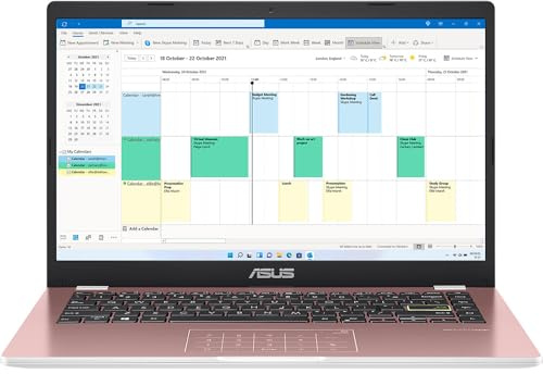 ASUS Vivobook 14 E410KA | 14 Full HD Laptop with Microsoft Office 365 | Intel Celeron N4500 | 4GB RAM | 128GB eMMC | Windows 11 S Mode | Pink