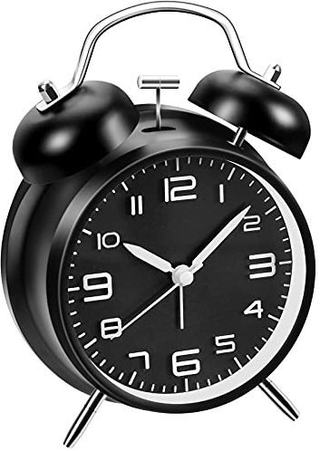 YsyYey Loud Alarm Clock for Heavy Sleepers with No Ticking, Twin Bell Table Alarm Clock with Night Light, Retro Alarm Clock, Quiet Analogue Alarm Clock, Battery Operated for Deep Sleepers, Seniors