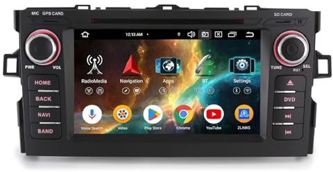 Android 16 Dab+ Radio Coche Estéreo para Toyota AURIS 2007-2012 8 Núcleos 4GB RAM 64GB ROM GPS Navegador Inalámbrico CarPlay Android Auto WiFi CD USB Bluetooth 5.0 DSP 7 Pulgadas IPS Pantalla táctil