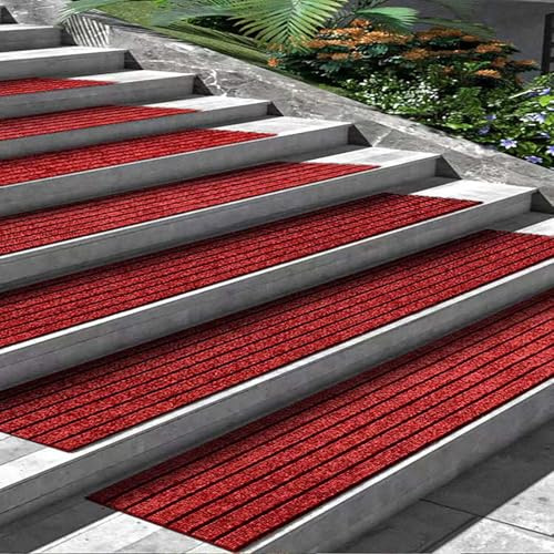 BeiJingYZ 15 Moquette Adesiva, Tappeti per Scale Tagliabili, Gradini in Moquette con Adesivo Inferiore Riutilizzabile, Smontabili e Pulibili Ripetutamente(Red,20x60 cm/8x24 in)