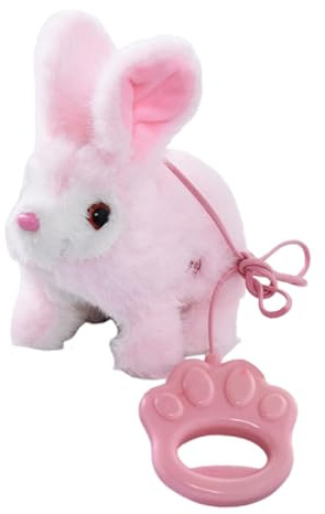 Zani Puff Lapin en Peluche Électrique Animé - Peluche Interactive Qui Marche, Parle et Chante - Animal de Compagnie Électronique pour Enfants- Rose