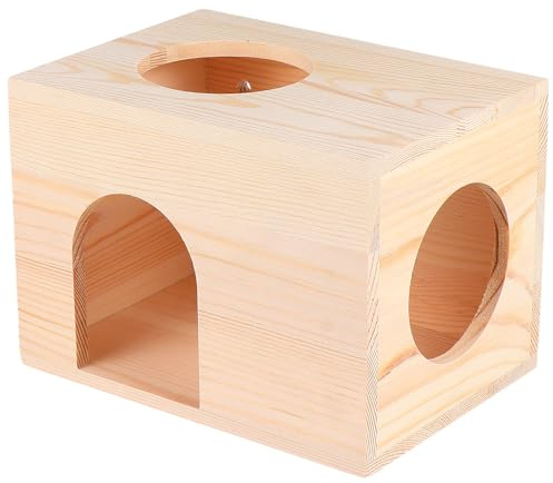 MAGICLULU Casa per Scoiattoli e Piccoli Animali in Legno Beige, Leggero e Portatile, Mangiatoia Pratica per Alimentazione e Gioco Domestico