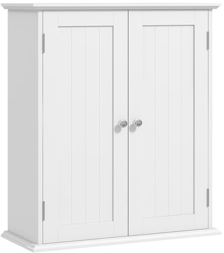 HOMCOM Bathroom Wall Cabinet, 3-Tier Wall-Mounted, 53 x 22 x 61 cm, White