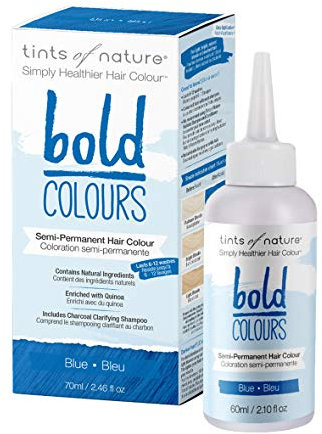 Tints of Nature Azul intenso, Tinte semipermanente y natural de cabello, vegano, Sin amoníaco, PPD, parabenos, silicona ni sulfatos, 1 paquete