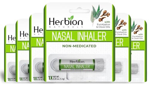 Herbion Naturals Inhalador Nasal No Medicado (1.5ml) - Alivia la Congestión y Obstrucción Nasal - Paquete de 6