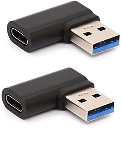 Tomost Right Angled USB C to USB Adapter, 90 Degree USB A to C Adaptor USB 3.0 Male to USB C Female Connector Compatible Cable Tablets Hubs like Samsung Note 10 Google Pixel 2Pcs (Right (Black))