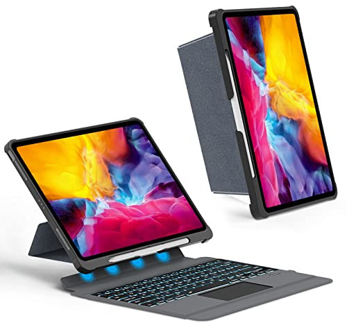 HUOBAO Tastatur hülle für iPad Pro 12.9 Zoll(6th/5th/4th/3rd Generation),Magnetische Abnehmbare Bluetooth-Tastaturhülle,Trackpad Pencil Halter mit Magnetisch Magic Style, UK QWERTY-Layout, Schwarz