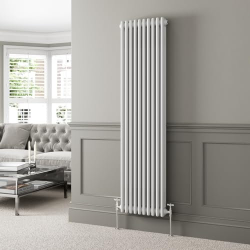 DuraTherm® 1800 x 470mm White Traditional Vertical Designer Radiator Triple Column Colosseum Cast Iron Style Central Heating Panel Radiators Rad