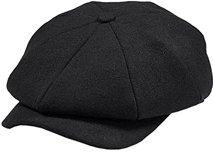 POUDAY Newsboy Hat for Men - Irish Cap, Newsies Cabbie Flat Winter Hat - Pure Black