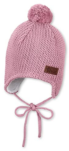 Sterntaler Baby - Mädchen Strickmütze Baby Bommelmütze Strick mit Ohrenklappen, Rosa, 49