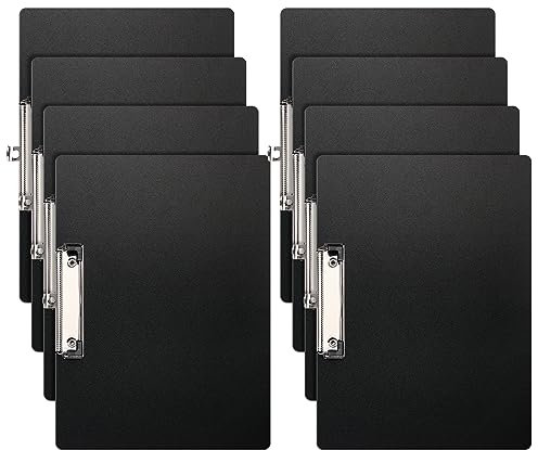 (Lot de 8) A4 Porte-Blocs,Planchettes à Pince Avec Clip et Trou de Suspension,Clipboard Porte-Formulaires Pour Bureau, École-Horizontal Clip(Noir)