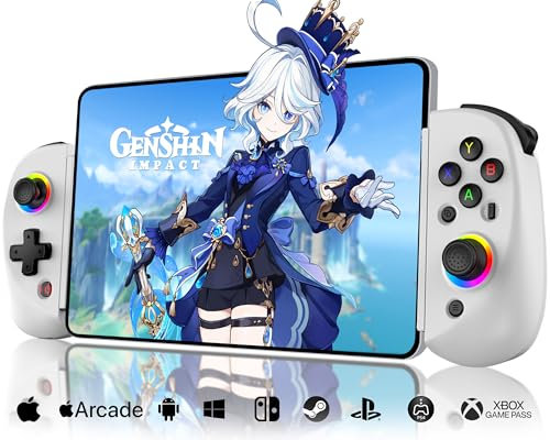 Joso Phone Controller für iPhone/iPad/Android/Tablet, D8 Controller für Switch/PS/PC mit Halleffekten Joysticks Play COD, Genshin Impact, Android Controller Support Cloud Gaming/Remote Play - Weiß