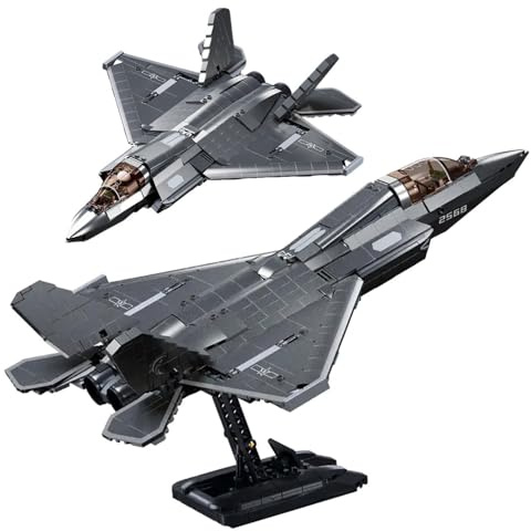 Tarcury Kit de Construcción de Aviones de Combate J-35 Escala 1:44, 838 PCS Conjunto de Juguetes Militares del Ejército con 1 Soldado de Juguete & Soporte de Visualización
