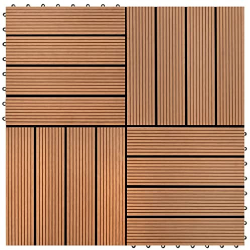 Swpsd 22 pcs Decking Tiles Decking Boards Flooring Deck for Patios, Balcony, Bathrooms, or Pool or Spa Area 30x30 cm 2 sqm WPC Dark Brown Option3