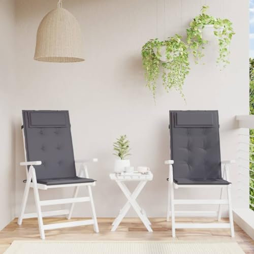 Homgoday Hochlehner-Auflagen 2 STK. Gartenstuhlauflagen Stuhlauflagen Hochlehner Sitzauflagen Sitzkissen Stuhlkissen Polsterauflagen für Hochlehner Gartenstuhl Anthrazit Oxford-Gewebe