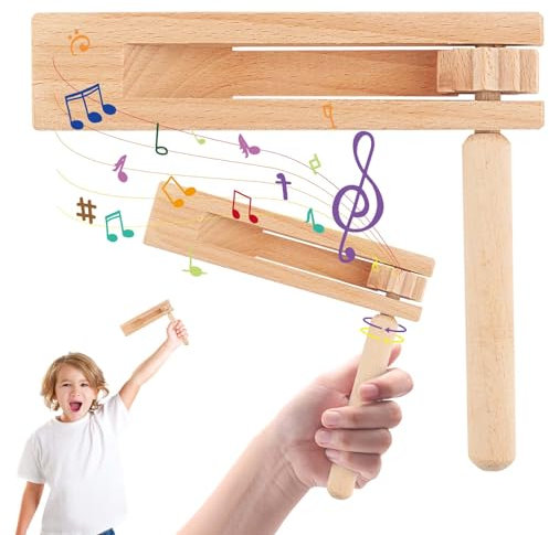2 Stück Ratsche aus Holz, Holzratsche Geräusche Maker, Holz Rassel Ratsche Laut Fan für Kinder, Musikinstrument Ratsche Noise Maker zum Spiel Sportveranstaltungen,Party