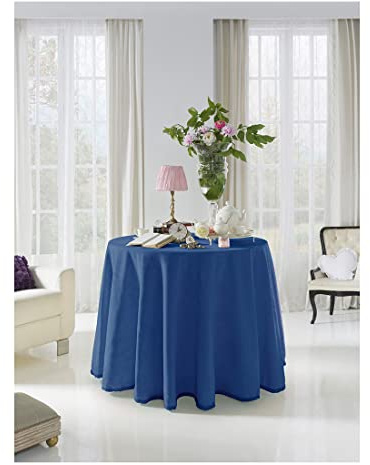 Acomoda Textil - Falda para Mesa Camilla Terciopelo, Redonda - Rectangular, Suave y Cálida de Invierno. (Redonda 80 cm, Azul Klein)