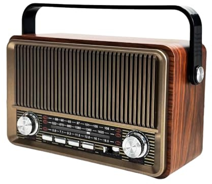 Retro AM/FM Radio with Speaker and TF/USB Playback Function, Vintage Design Radio with Large Tuning Dial, Long Battery Life
