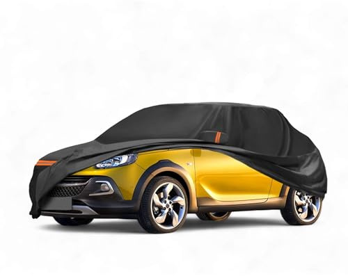 A ABSOPRO Copertura Auto per Opel Adam 2012-2019 PEVA Cotone Spunlace Copertura Auto Esterna Completa per Tutti Impermeabile Antivento Sole Pioggia Neve Protezione con Zipper Porta Nero