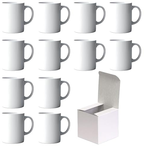 AL PRODUCTION Set Tazze per Sublimazione in Ceramica Bianca 330ml - Tazza Mug di Categoria AAA inclusa di Scatola per Gadget e Personalizzazioni - Made in Italy (Bianco, 12 Unità)