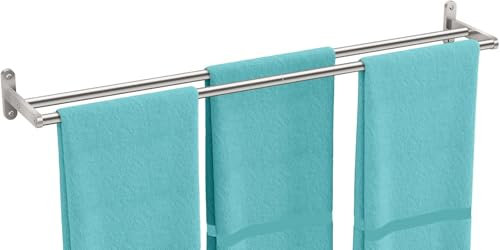 YUMORE Porta Asciugamani Doppio 80CM Acciaio Inox Portasciugamani Bagno 2 Braccio Porta Salviette da Parete Asciugamani Organizer per Bagno Cucina Toilette, Spazzolata