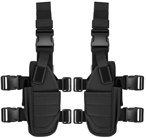 Deewz Tactical Universal Leg Holster Set,Left Hand & Right Hand Adjustable Universal Drop Puttee Leg Thigh Holster Pouch Holder for Halloween Costume Cosplay