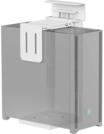 monTEK Heavy-Duty PC-hållare monteras under skrivbord, utan borrning, justerbart PC-fäste med skyddskuddar, rymmer upp till 30 kg, 16,1–25,6 tum höjd, perfekt för kontor, hem, klassrum, vit