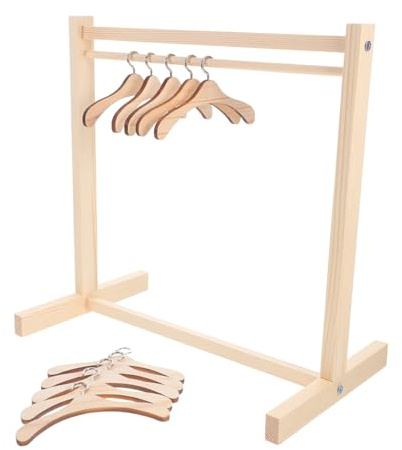 Hemobllo Porte-vêtements de Poupée en Bois 30 Cm Cintres Miniatures Antidérapants Étendoir pour Habits de Poupée Rangement Jouets Ensemble Outil de Montage