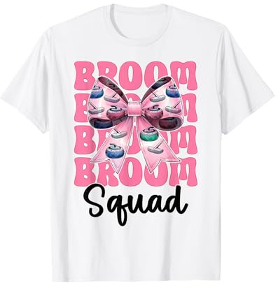 Escoba Escuadrón Curling Stone Jugador Chica Mamá Coqueta Arco Camiseta