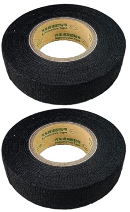 2 Piezas Cinta Aislante Negra Cinta Textil Autoadhesiva Cinta Termica Tejido Resiste Al Calor Para El Hogar El AutomóVil El Equipo, 19mm*10m