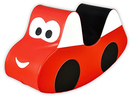 IGLU Soft Play Car Balancín para Niños (Red) | Espuma Firm Step | Cuero Vegano | Certificado CE | Movimiento Relajante de Balanceo | Fácil de Limpiar