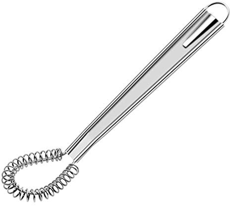 Frusta da cucina a spirale, Weerstone, cucchiaio magico, in acciaio inox, sbattitore a mano, schiumatore cremoso, in acciaio inossidabile, mini miscelatore, colore: argento