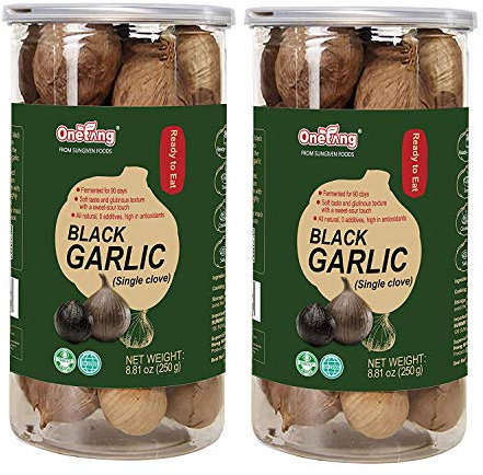ONETANG Black Garlic 250g Pack of 2, Whole Garlic Fermented for 90 days, 0 additives, high in antioxidants 500g