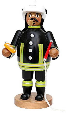 Dekohelden24 Holz Räuchermann/Räuchermännchen als Feuerwehr, L/B/H: 12 x 9,5 x 22 cm.