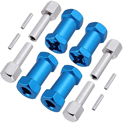 CENPEK 4 Pack RC Wheel Spacers 12mm Hex Drive Hubs Combiner Coupler Aluminum 25mm Offset Extension for 1/10 RC Crawler Car Parts-Blue