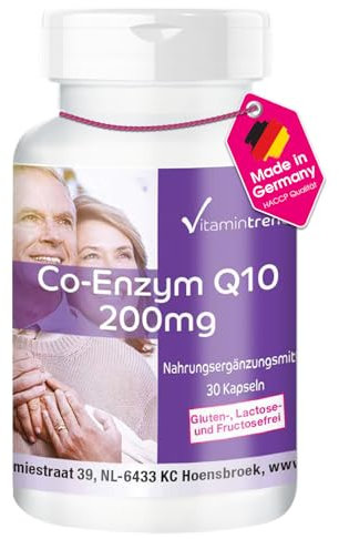 Co-Enzym Q10 200 mg - 30 Kapseln, hochdosiert, Monatspackung, vegan | Vitamintrend®