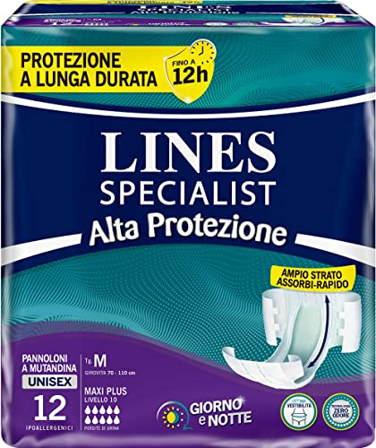 Lines Specialist Maxi Plus Hög Inkontinensskydd Män Kvinnor, Medium Storlek, Förpackning om 12