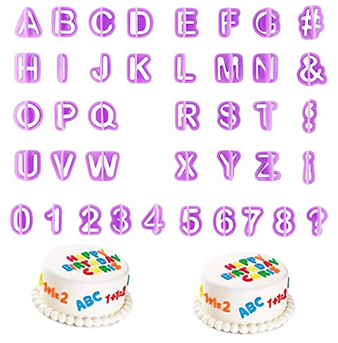 Alvinlite Fondant Bokstavsskärare, Alfabet Skärare, Bokstavs- och siffror Fondant Skärare Set, 40 st, Cookie Fondant Tårtform Bokstavsskärare Form Baktillbehör Fondant