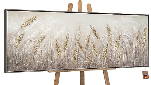 YS-Art cuadro pintado a mano Crépuscule | cuadro moderno acrilico | lienzo pintado a mano | cuadros dormitories enmarcado FLT019 (150x50cm)